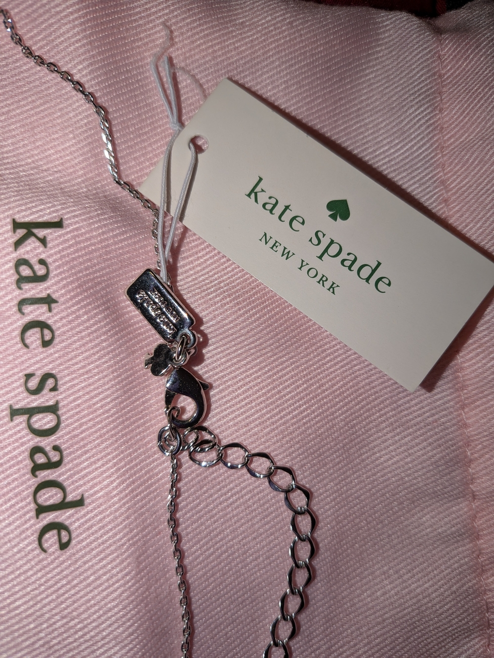 kate spade Silver Bow Pendant Necklace + Dustbag - Picture 2 of 6